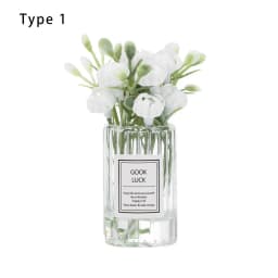 1:12 Scale Dollhouse Flower Vase Doll Accessories Pink Rose White Jasmine Mini Floral Arrangement Miniature Model Furnitue Gift