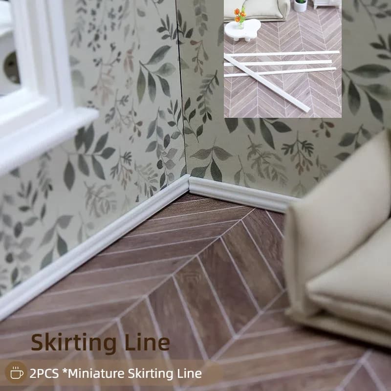 2PCS Skirting Line Mini Waistline Bathroom Living Room Decor Toy 1:12 Dollhouse Miniature