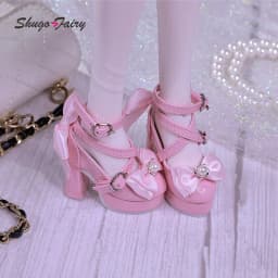 BJD Shoes Bowknot High Heels for 1/3 Xiny 1/4 Bariy BJD Doll Toy Platform Heels Black Pink Colors Shoes Dolls Accessories