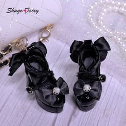 BJD Shoes Bowknot High Heels for 1/3 Xiny 1/4 Bariy BJD Doll Toy Platform Heels Black Pink Colors Shoes Dolls Accessories
