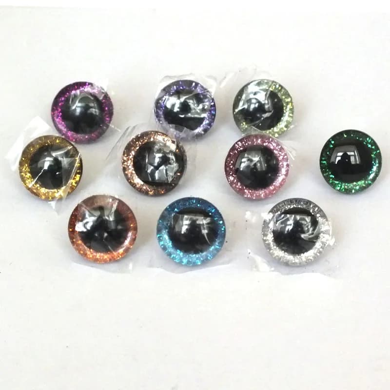 50pcs/lot New Items 16mm/20mm/25mm Trapezoid Plastic Glitter Safety Toy Eyes +white Washer For Diy Doll