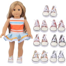 16 Styles 7 cm Canvas Doll Shoes Clothes Accessories Sneakers For 43cm Baby New Born Reborn And 18 Inch Amerian Doll Girl Toy