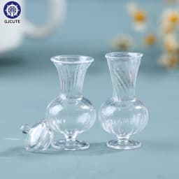 1Pc 1:12 Dollhouse Miniature Vase Glass Candy Jar Simulation Candy Bottle Flower Plant Vases Model Doll House Decor Toy