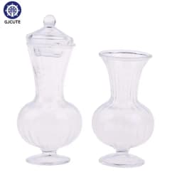 1Pc 1:12 Dollhouse Miniature Vase Glass Candy Jar Simulation Candy Bottle Flower Plant Vases Model Doll House Decor Toy