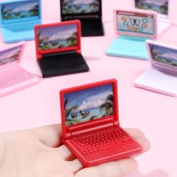 1Pcs Simulation Miniature Tablet Computer Mini Laptop Model Collapsible Office Computer Model Dollhouse Decoration Accessories