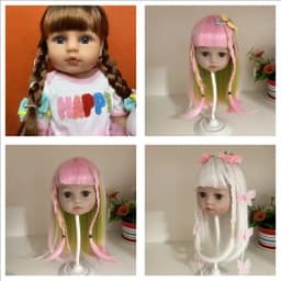 New Braid Brown Hair Wig for 22 Inch Reborn Dolls Long Straight Hair for 32-35cm Doll Head Silicone Reborn Baby Doll Hair Wig