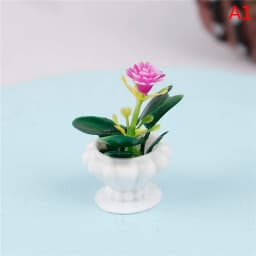 Fairy Garden Ornament Mini Potted Plant Flowers Pot DollHouse Decor Bonsai Model Kids Play Toys 1:12 Doll House Miniature