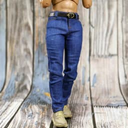 1/6 Scale Soldier Classic Slim Denim Pants Jeans & Belt Model For 12 Inch Male Action Figure Body Dolls Clothing Accessories
