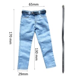 1/6 Scale Soldier Classic Slim Denim Pants Jeans & Belt Model For 12 Inch Male Action Figure Body Dolls Clothing Accessories