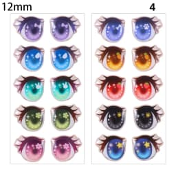 10Pairs Cartoon Doll Eyes Stickers Cute Flower Strar Bunny Clay Decals Anime Figurine Doll Face Organ Paster Toys Doll Accessory