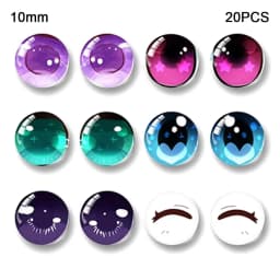 10Pairs Cartoon Doll Eyes Stickers Cute Flower Strar Bunny Clay Decals Anime Figurine Doll Face Organ Paster Toys Doll Accessory
