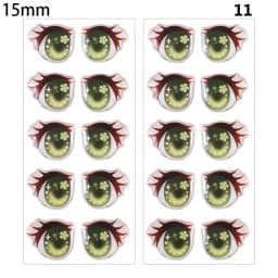 10Pairs Cartoon Doll Eyes Stickers Cute Flower Strar Bunny Clay Decals Anime Figurine Doll Face Organ Paster Toys Doll Accessory