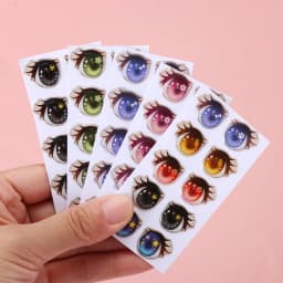 10Pairs Cartoon Doll Eyes Stickers Cute Flower Strar Bunny Clay Decals Anime Figurine Doll Face Organ Paster Toys Doll Accessory
