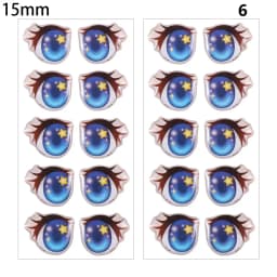 10Pairs Cartoon Doll Eyes Stickers Cute Flower Strar Bunny Clay Decals Anime Figurine Doll Face Organ Paster Toys Doll Accessory
