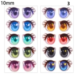 10Pairs Cartoon Doll Eyes Stickers Cute Flower Strar Bunny Clay Decals Anime Figurine Doll Face Organ Paster Toys Doll Accessory