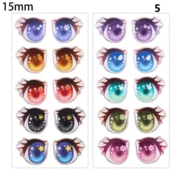 10Pairs Cartoon Doll Eyes Stickers Cute Flower Strar Bunny Clay Decals Anime Figurine Doll Face Organ Paster Toys Doll Accessory
