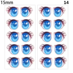 10Pairs Cartoon Doll Eyes Stickers Cute Flower Strar Bunny Clay Decals Anime Figurine Doll Face Organ Paster Toys Doll Accessory