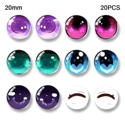 10Pairs Cartoon Doll Eyes Stickers Cute Flower Strar Bunny Clay Decals Anime Figurine Doll Face Organ Paster Toys Doll Accessory