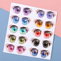 10Pairs Cartoon Doll Eyes Stickers Cute Flower Strar Bunny Clay Decals Anime Figurine Doll Face Organ Paster Toys Doll Accessory