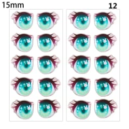 10Pairs Cartoon Doll Eyes Stickers Cute Flower Strar Bunny Clay Decals Anime Figurine Doll Face Organ Paster Toys Doll Accessory
