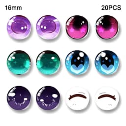 10Pairs Cartoon Doll Eyes Stickers Cute Flower Strar Bunny Clay Decals Anime Figurine Doll Face Organ Paster Toys Doll Accessory