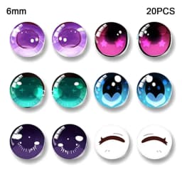 10Pairs Cartoon Doll Eyes Stickers Cute Flower Strar Bunny Clay Decals Anime Figurine Doll Face Organ Paster Toys Doll Accessory