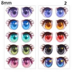 10Pairs Cartoon Doll Eyes Stickers Cute Flower Strar Bunny Clay Decals Anime Figurine Doll Face Organ Paster Toys Doll Accessory
