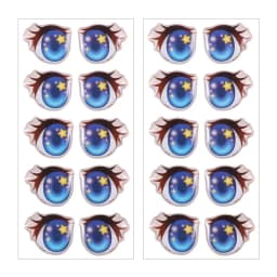 10Pairs Cartoon Doll Eyes Stickers Cute Flower Strar Bunny Clay Decals Anime Figurine Doll Face Organ Paster Toys Doll Accessory