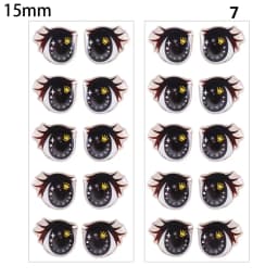 10Pairs Cartoon Doll Eyes Stickers Cute Flower Strar Bunny Clay Decals Anime Figurine Doll Face Organ Paster Toys Doll Accessory