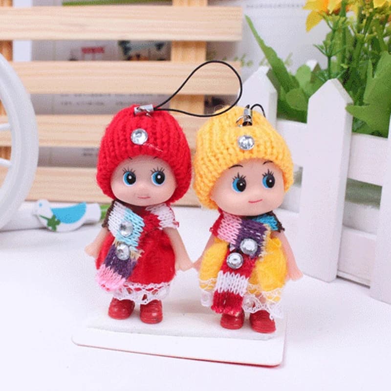 1PC Super Cute 8cm Plush Dolls Keychain Soft Stuffed Toys Keyring Mini Plush Animals Key Chain Doll Random Color