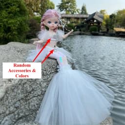 45cm/17.72inch Mermaid Doll Girl Toy Blue Eyed Children's Princess Doll Wedding Dress Doll,Christmas/Halloween/Thanksgiving Gift