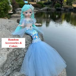45cm/17.72inch Mermaid Doll Girl Toy Blue Eyed Children's Princess Doll Wedding Dress Doll,Christmas/Halloween/Thanksgiving Gift