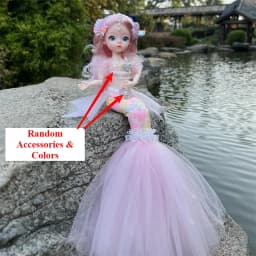 45cm/17.72inch Mermaid Doll Girl Toy Blue Eyed Children's Princess Doll Wedding Dress Doll,Christmas/Halloween/Thanksgiving Gift