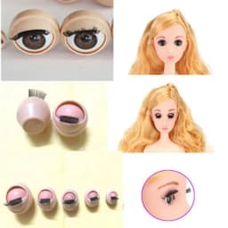 1Pair Doll Rolling Eyeballs with Eyelashes DIY Doll Eyes Simulation Active Eyeball Doll Eyechips Doll Eye Accessories