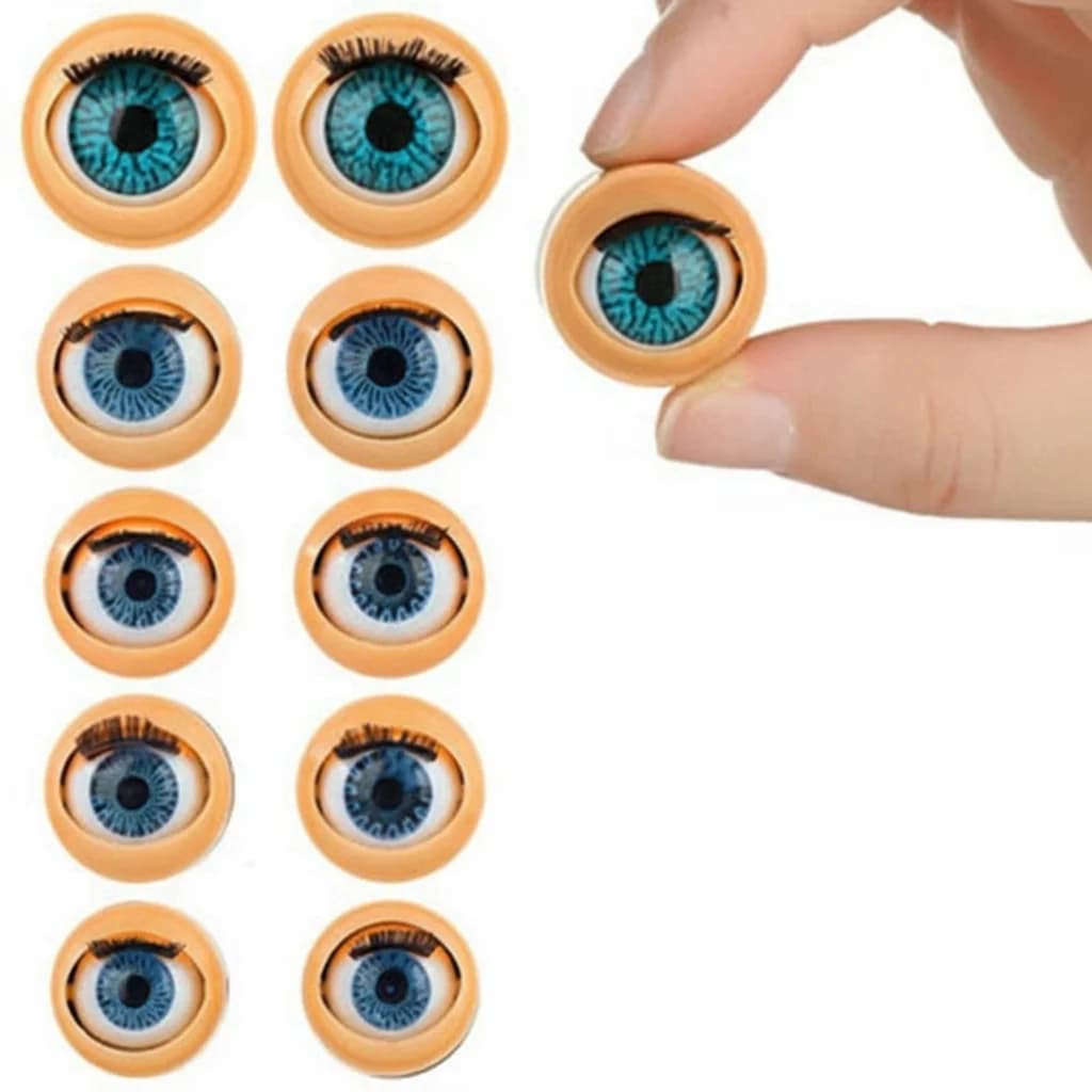 1Pair Doll Rolling Eyeballs with Eyelashes DIY Doll Eyes Simulation Active Eyeball Doll Eyechips Doll Eye Accessories