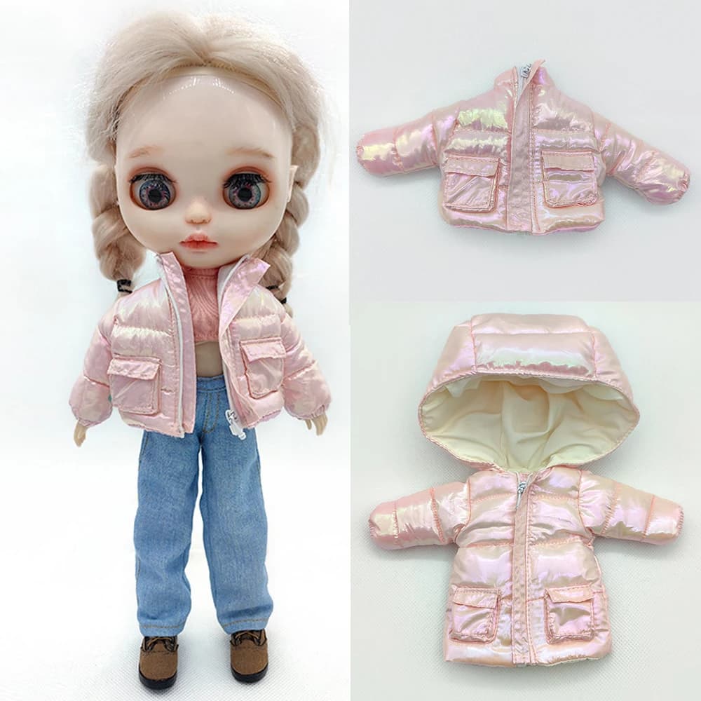 Ob22 Doll Pink Reflective Down Jackets Clothes Doll Winter Overcoat Clothing For Blythes Ymy 22 Licca Azones Ob24 Ob27 Fr Doll