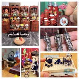1:12 Doll House Miniature Sculpture Buddha Hand String Incense Burner Pu Fan Bird Cage Tea Set Clock Tea Room OB11 Scene Model