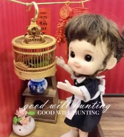 1:12 Doll House Miniature Sculpture Buddha Hand String Incense Burner Pu Fan Bird Cage Tea Set Clock Tea Room OB11 Scene Model