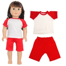 2 pcs Shirt+Shorts Doll Accessories Clothes Set Two-tone T-shirt Outfit Clothing For 43cm Baby New Born&18 Inch American Dolls