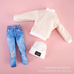 Doll's Clothing for 30cm Doll Fashionable Suit Wool Sweater Hat Pants Clothes Toy Accessories
