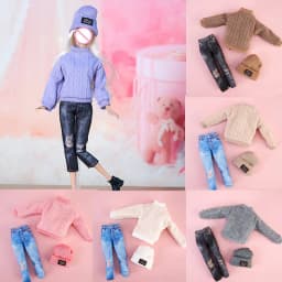 Doll's Clothing for 30cm Doll Fashionable Suit Wool Sweater Hat Pants Clothes Toy Accessories