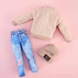 Doll's Clothing for 30cm Doll Fashionable Suit Wool Sweater Hat Pants Clothes Toy Accessories