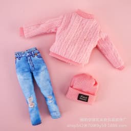 Doll's Clothing for 30cm Doll Fashionable Suit Wool Sweater Hat Pants Clothes Toy Accessories