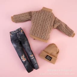 Doll's Clothing for 30cm Doll Fashionable Suit Wool Sweater Hat Pants Clothes Toy Accessories