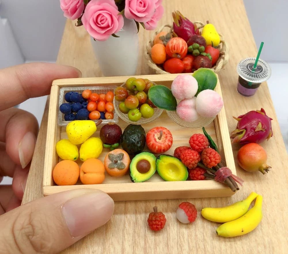 Food Play Simulation Miniature Clay Vegetable Fruit Miniature Dollhouse Scene Accessories Mini Fruit Store Wet Market Decoration