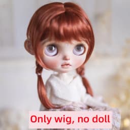Blyth Doll Wig Bangs Double Braid Hair Wig Light Blonde/Brown/Reddish Brown DIY BJD Doll Accessories Size 9-10 ,10-11 Inch