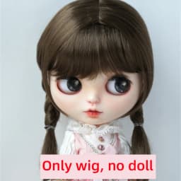Blyth Doll Wig Bangs Double Braid Hair Wig Light Blonde/Brown/Reddish Brown DIY BJD Doll Accessories Size 9-10 ,10-11 Inch