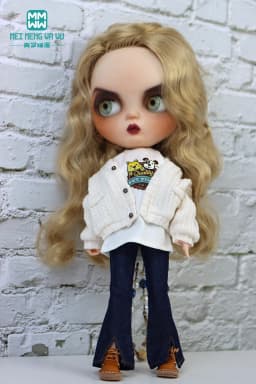 Blyth Clothes Fashion Sweater Jacket Denim Flared Pants Azone OB22 OB24 Girl Toy Gift