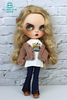 Blyth Clothes Fashion Sweater Jacket Denim Flared Pants Azone OB22 OB24 Girl Toy Gift