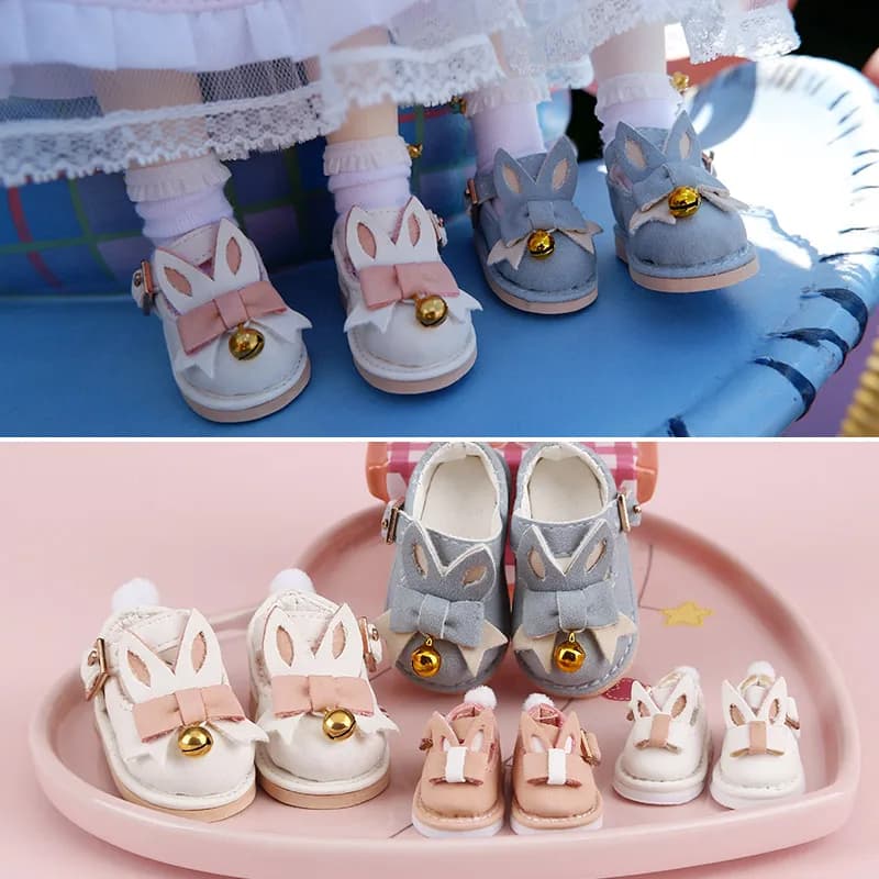 1/6 Bjd Doll Flat Rabbit Shoes With Bells Fashion Doll Casual Shoes Doll Accessories For 30cm Doll 1/6 Bjd Yosd Msd Doll